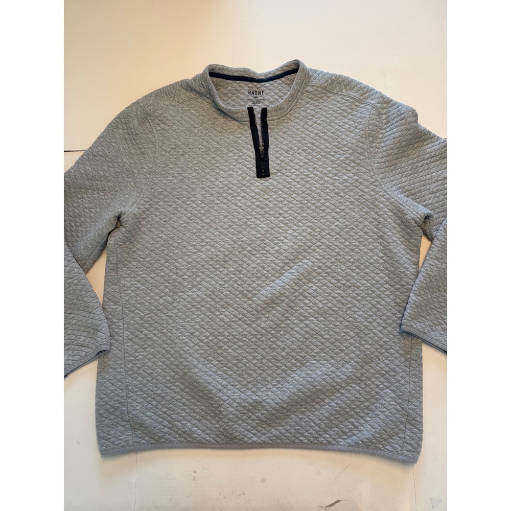 Rhone Mens Quilted Quarter Zip Pullover Gray XXL 101668 Mock Neck Sweater